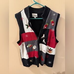 Breckenridge Colorful Holiday Sweater Vest size Petite L
